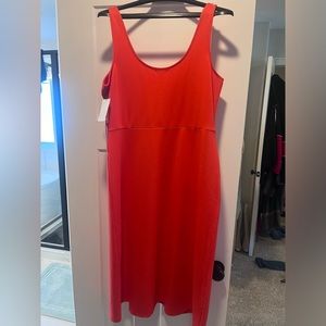 Leith tank dress with slit. Bright orange